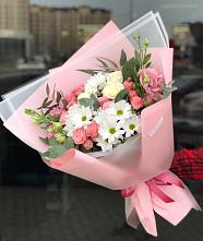 Букет цветов из:  Розы, Лизиантусы и Хризантемы в Новом Янкуле
